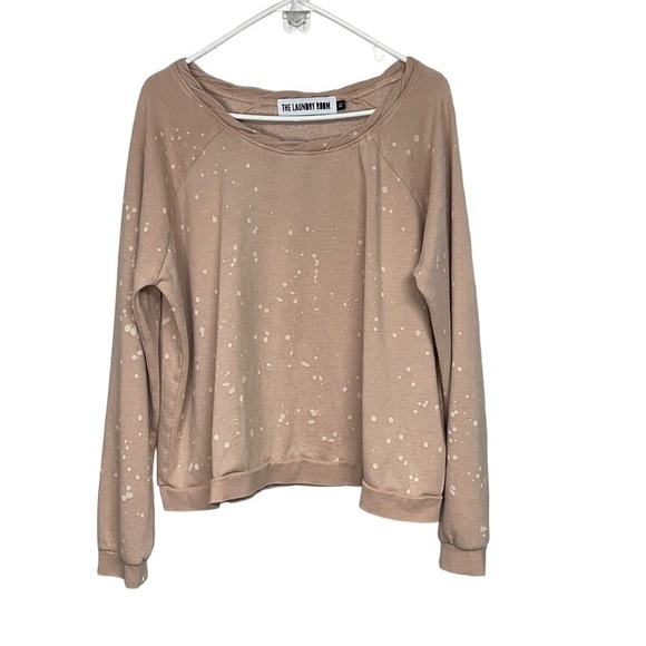 The Laundry Room Mauve Pink Paint Splattered Twist Crewneck Sweatshirt, XL - Picture 1 of 8